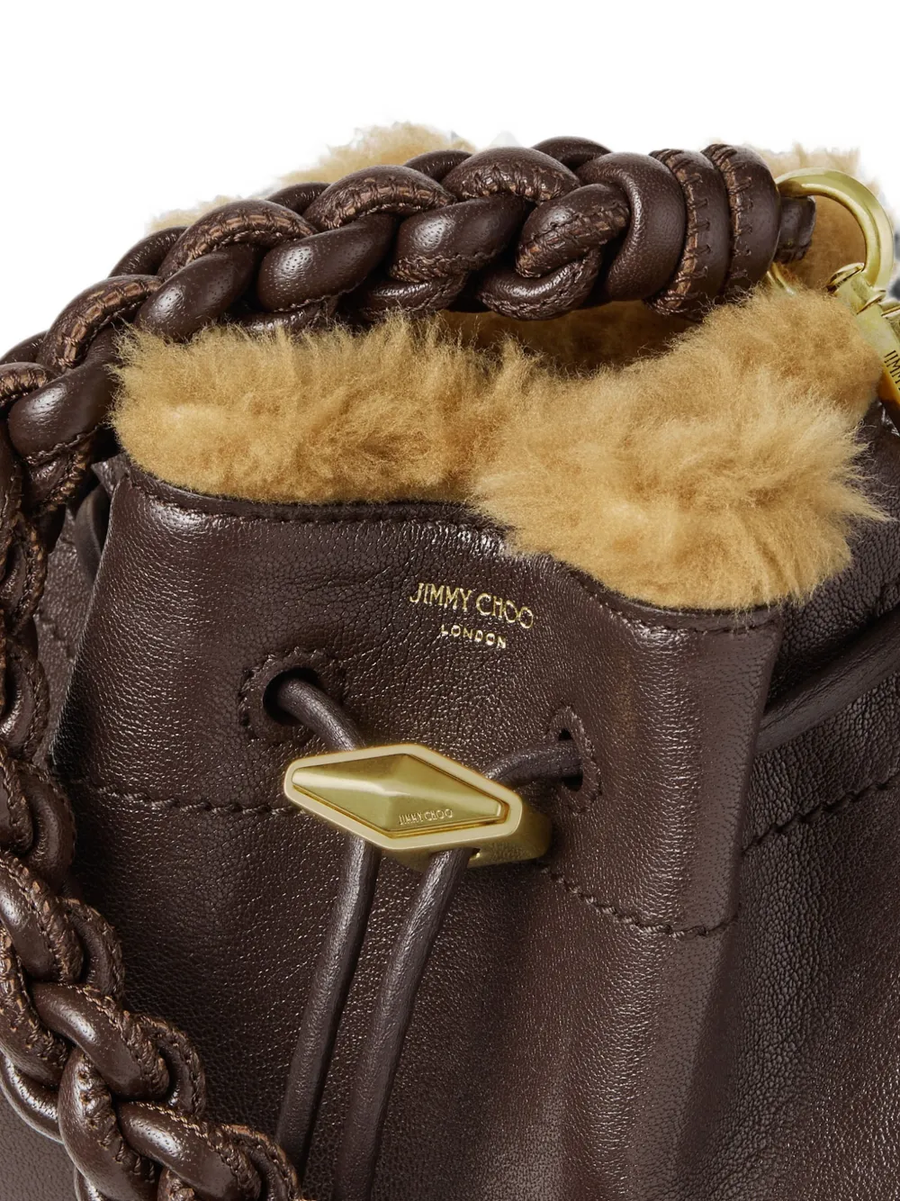 Jimmy Choo Cinch schoudertas met shearling afwerking Bruin