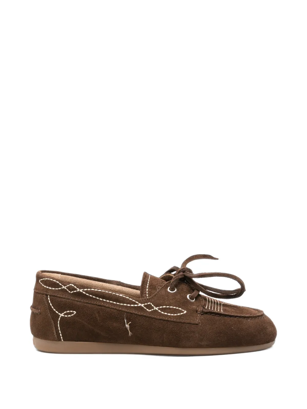Posa lace-up contrast-stitch loafers - Braun