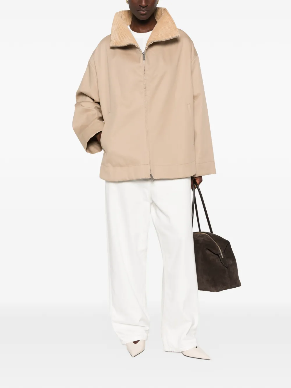 TOTEME Jack met ribfluwelen kraag en rits Beige