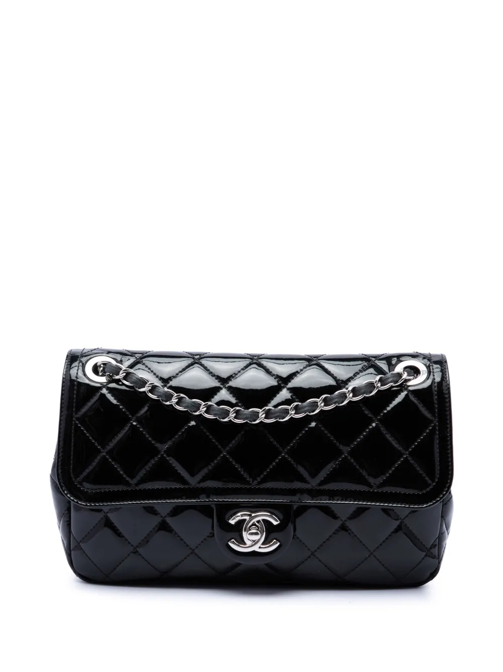 CHANEL Pre-Owned 2014-2015 Small Quilted Patent Coco Shine Flap crossbody bag - Nero