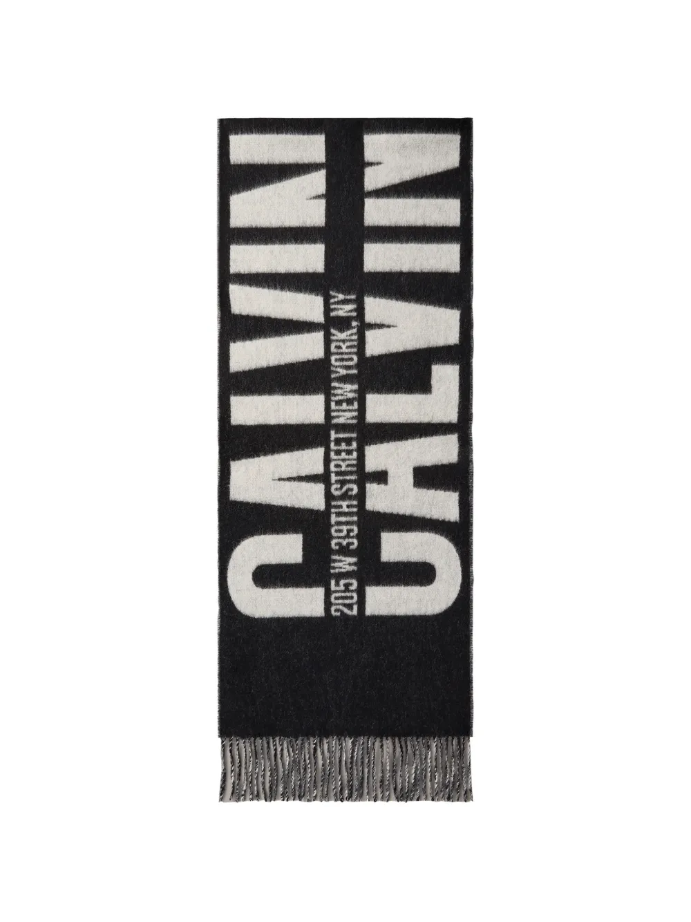 Calvin Klein logo-intarsia fringed scarf - Nero