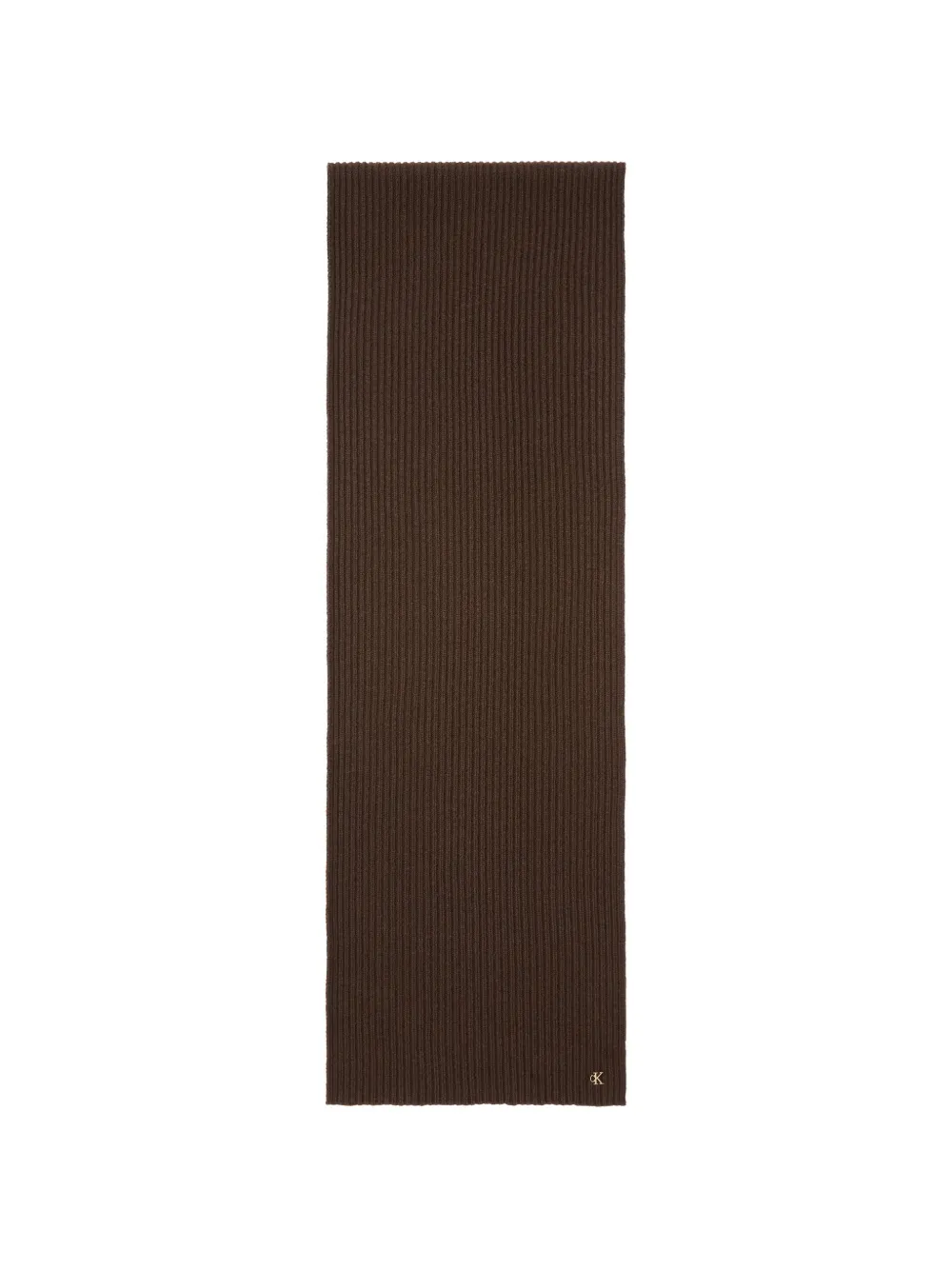 Calvin Klein ribbed-knit logo-plaque scarf - Marrone