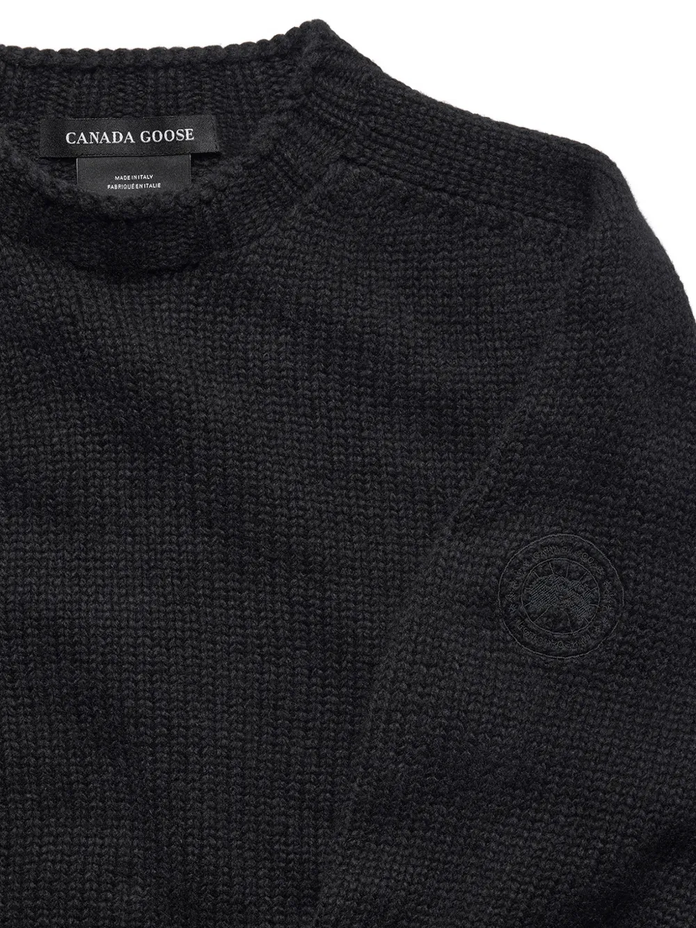 Canada Goose Easton logo-patch waffle-knit sweater Zwart