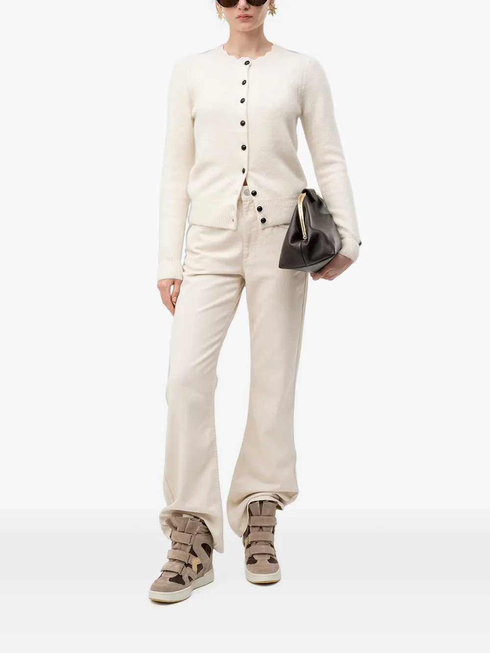 MARANT ÉTOILE Vest met gewelfde afwerking en pointelle afwerking Beige