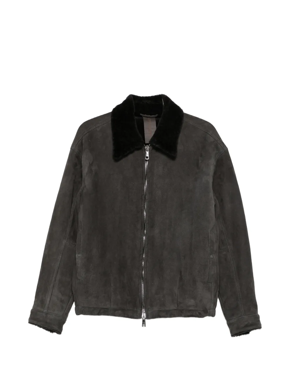Giorgio Brato shearling-collar suede jacket - Grigio