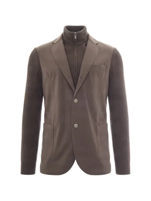 Eleventy panelled knit-sleeve jacket