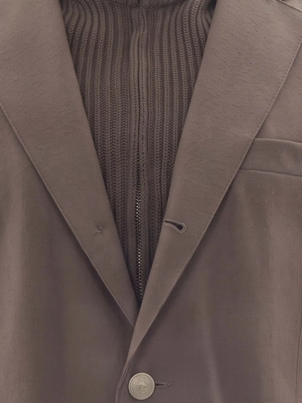 Eleventy panelled knit-sleeve jacket Bruin