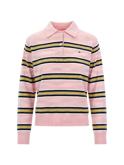 Fiorucci Angels Patch striped long-sleeve polo shirt