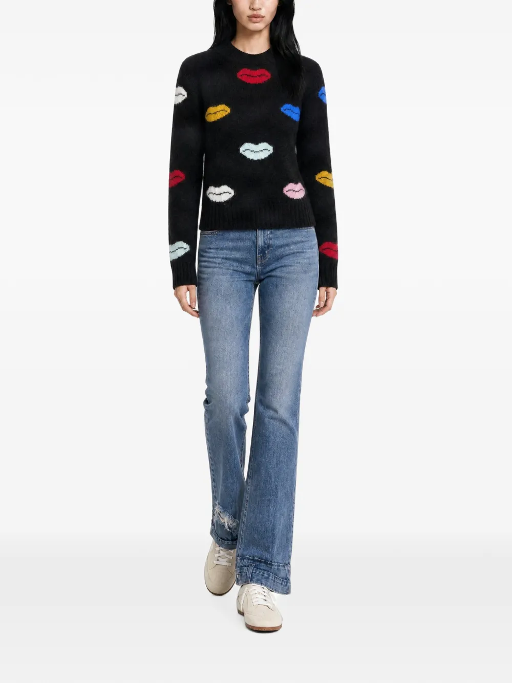 Fiorucci lips-intarsia long-sleeve sweater Zwart