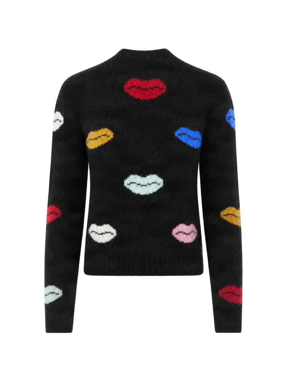 Fiorucci lips-intarsia long-sleeve sweater Zwart