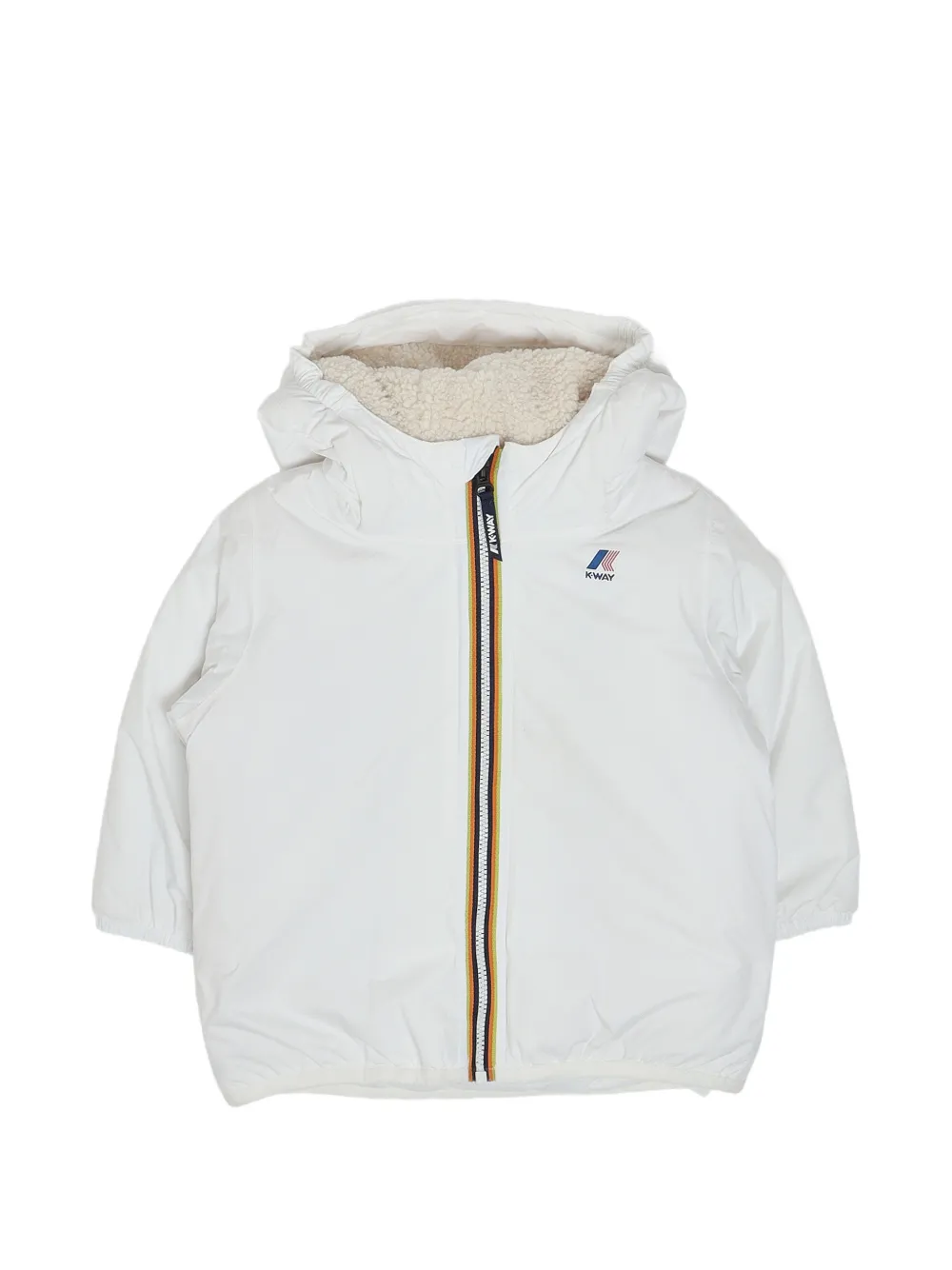 K Way Kids E. Le Vrai 4.0 jack met capuchon en logo-print Wit