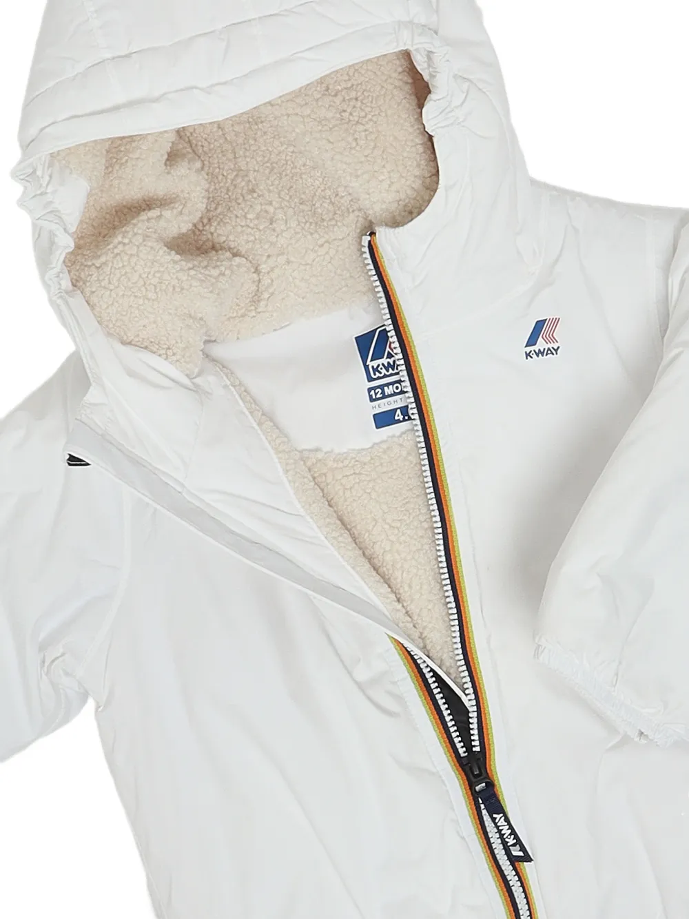 K Way Kids E. Le Vrai 4.0 jack met capuchon en logo-print Wit