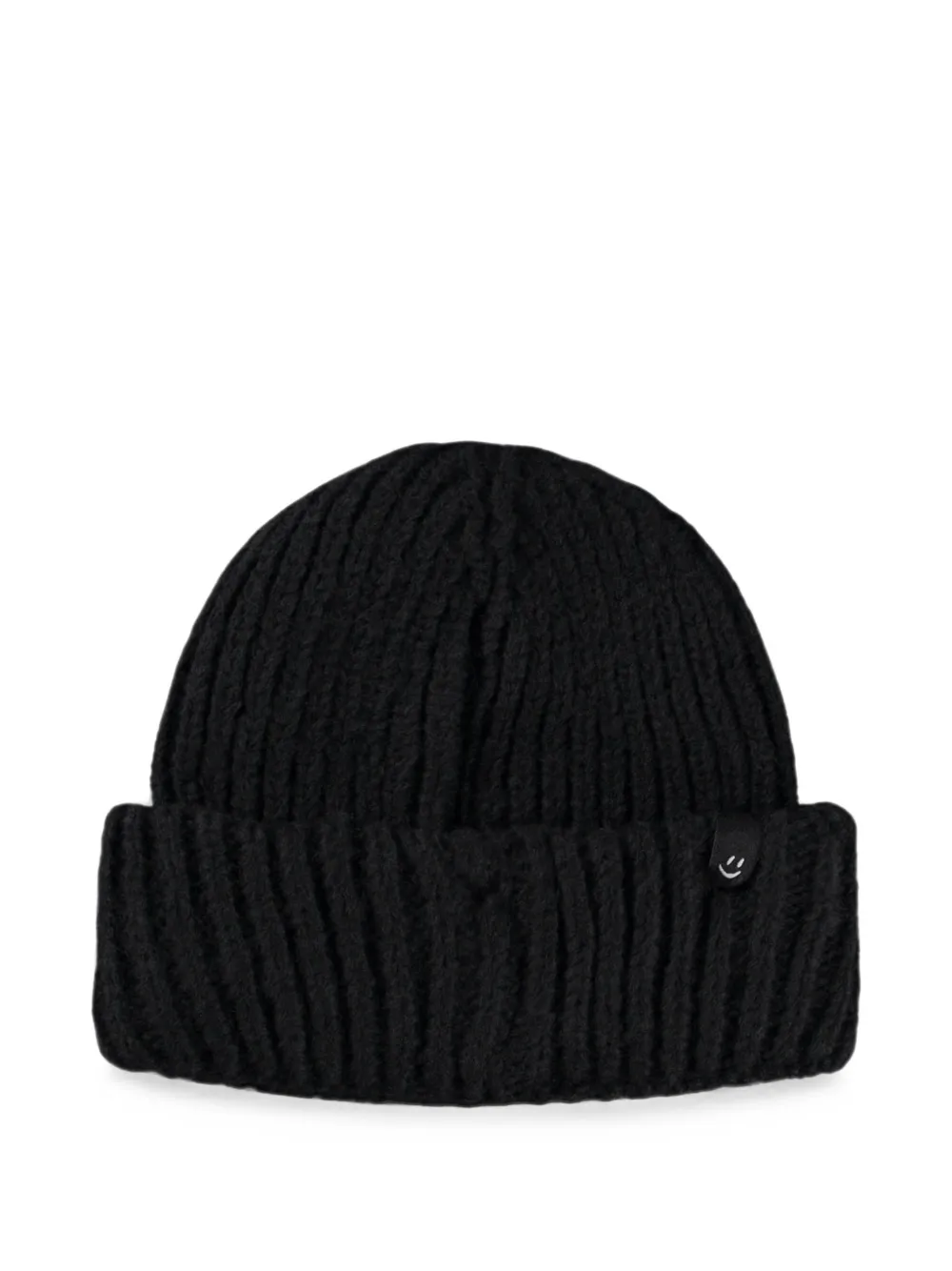 Molo kIM smiley-face chunky-knit beanie hat Zwart