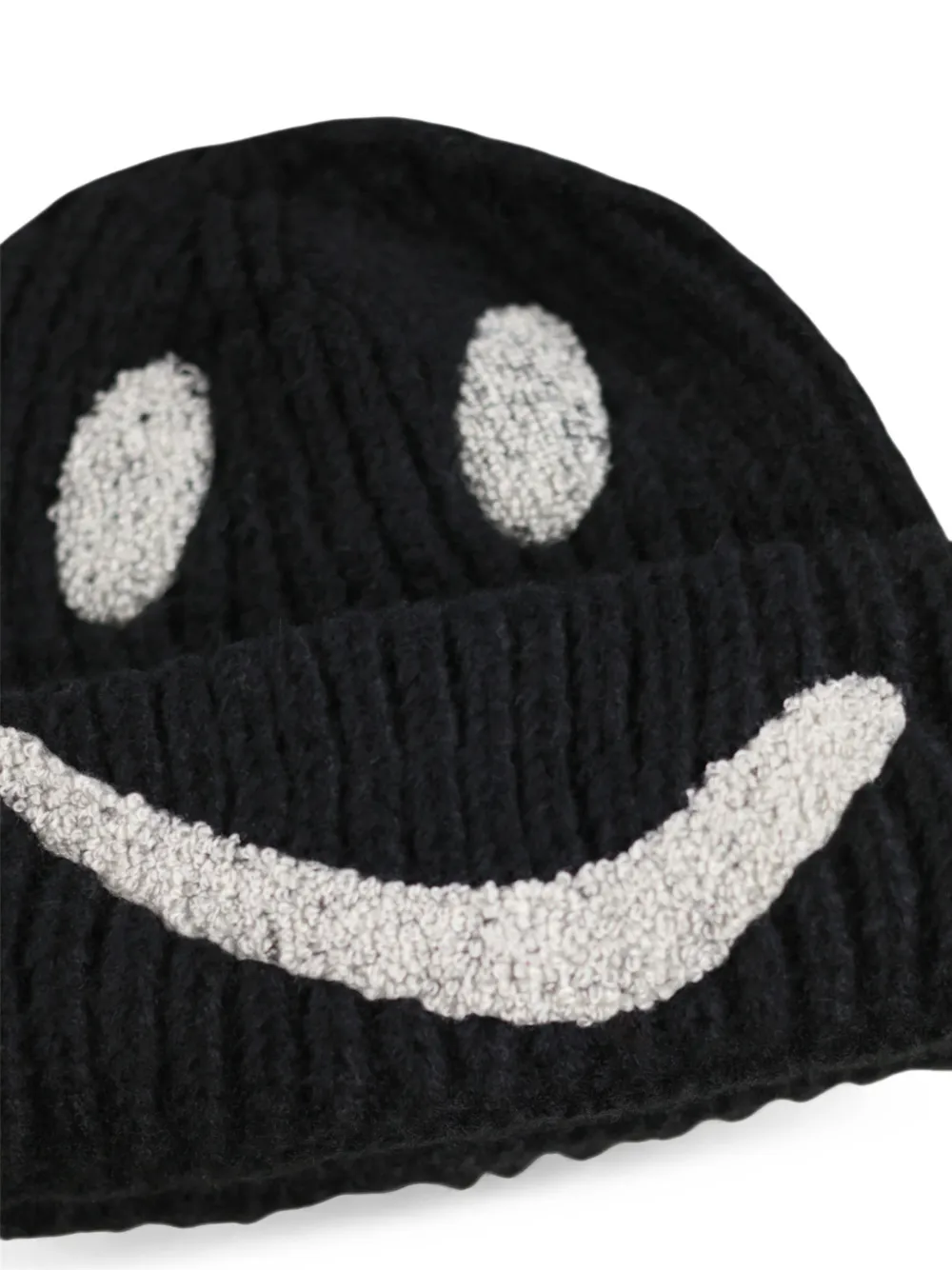 Molo kIM smiley-face chunky-knit beanie hat Zwart