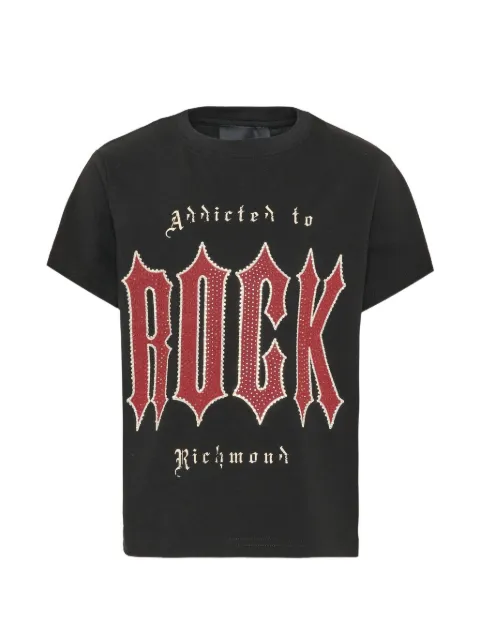 John Richmond Junior logo-print rhinestone-embellished T-shirt