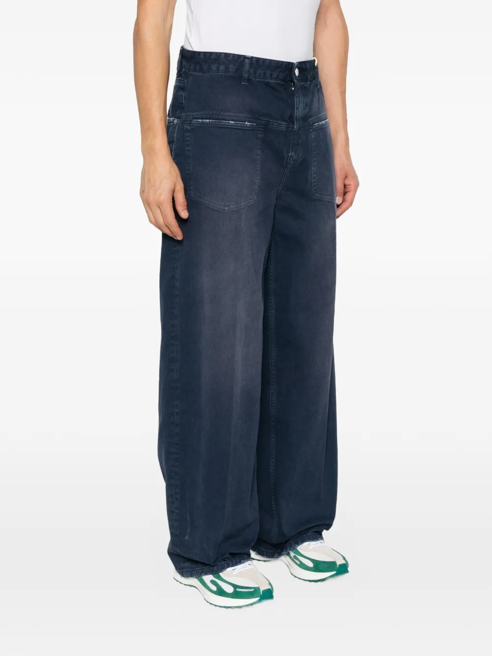 Axel Arigato Invert logo-embroidered wide-leg jeans Blauw