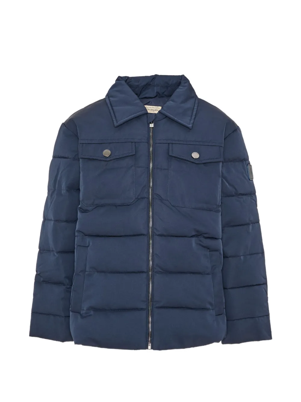 TRUSSARDI JUNIOR quilted logo-patch padded jacket - Blu