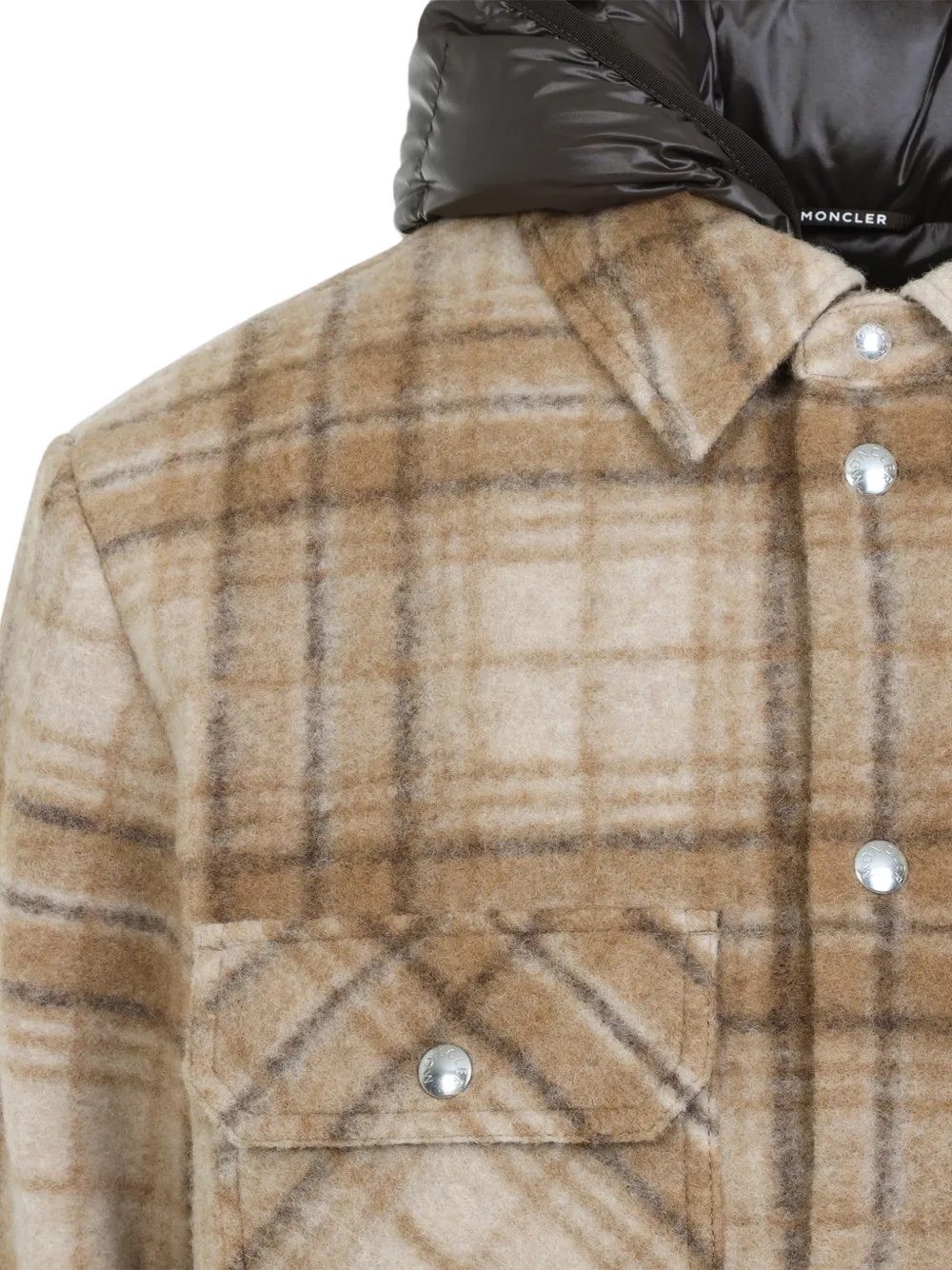 Moncler Nyvalin geruit donsjack met capuchon Beige