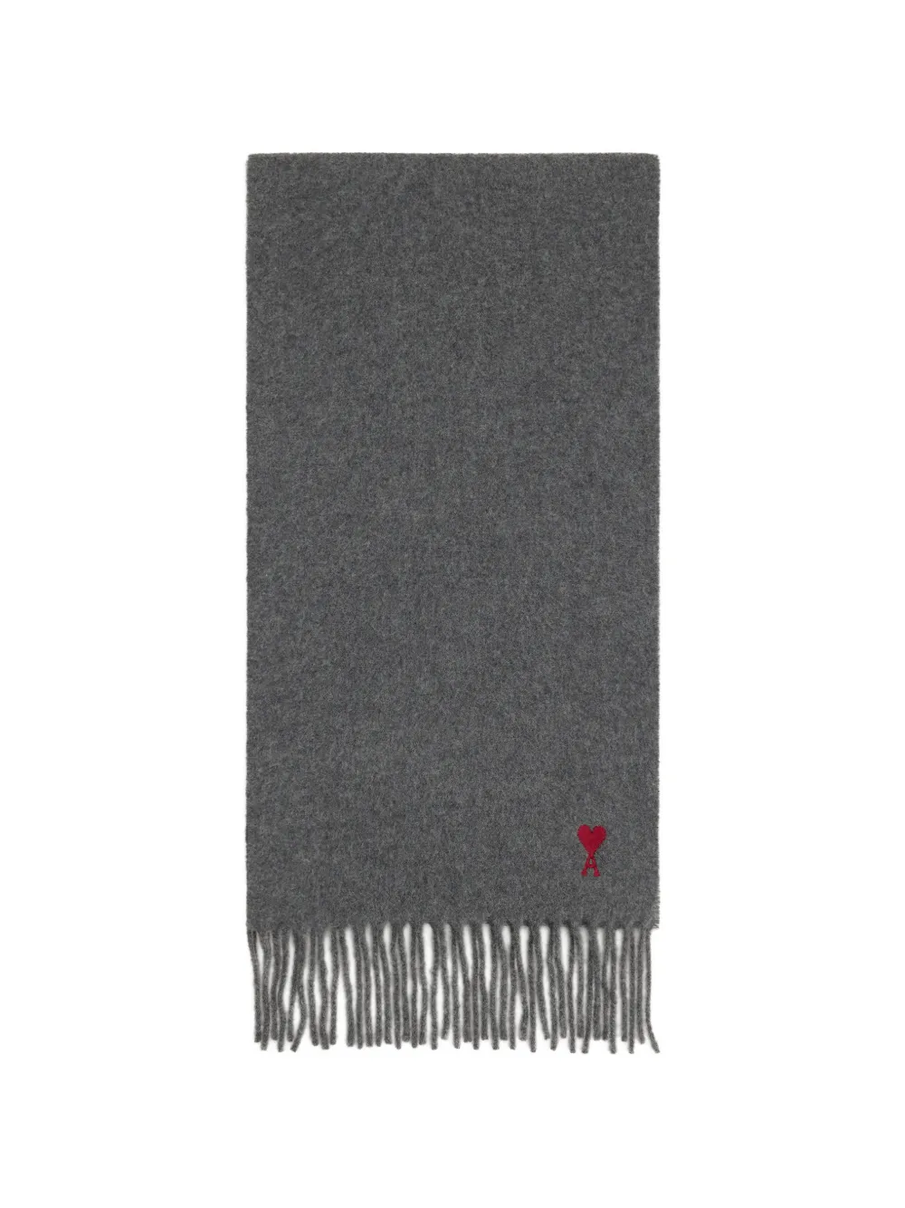 AMI Paris wool scarf with Ami de Coeur - Grigio