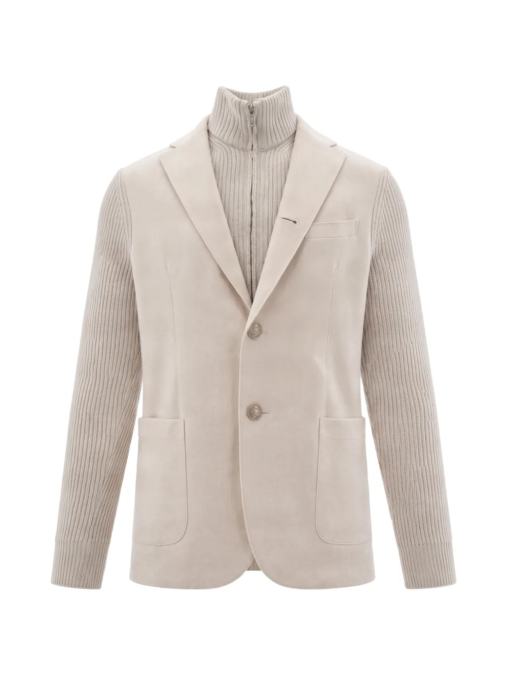 Eleventy ribbed-knit panelled jacket - Toni neutri