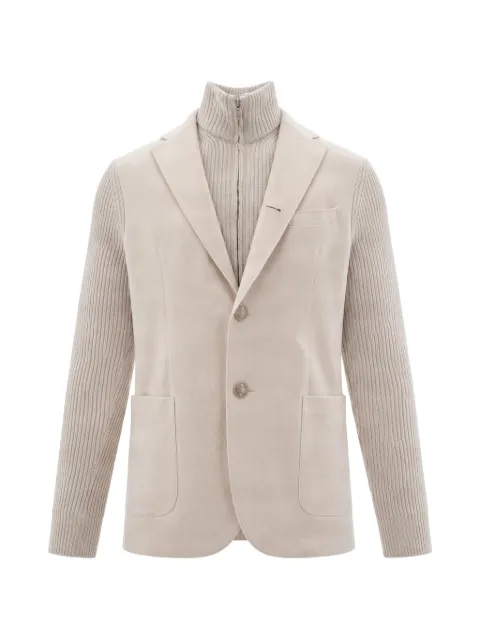 Eleventy ribbed-knit panelled jacket