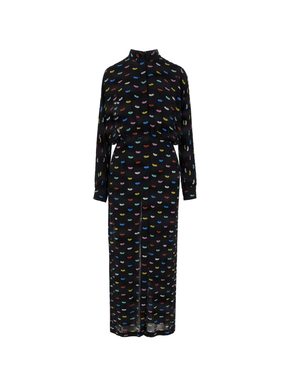 Fiorucci lips-print long-sleeve midi dress - Nero