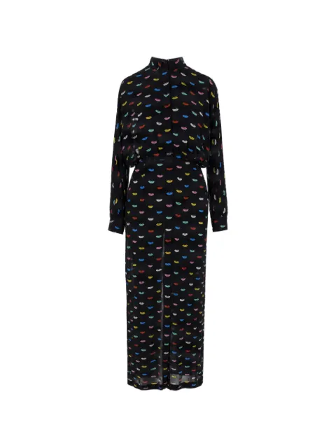 Fiorucci lips-print long-sleeve midi dress