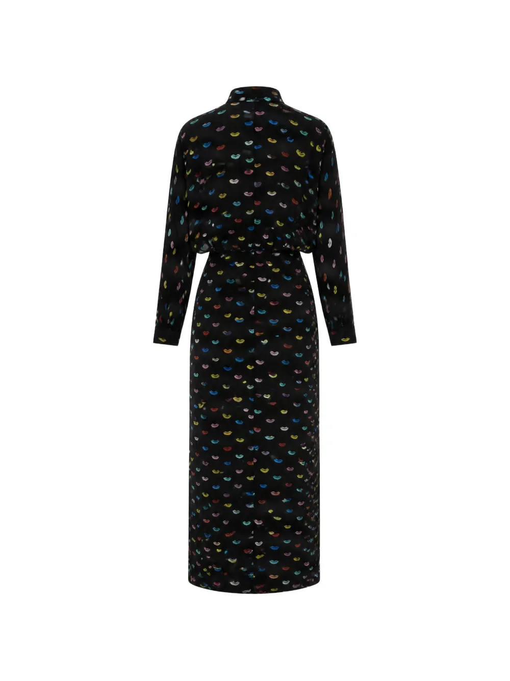 Fiorucci lips-print long-sleeve midi dress Zwart