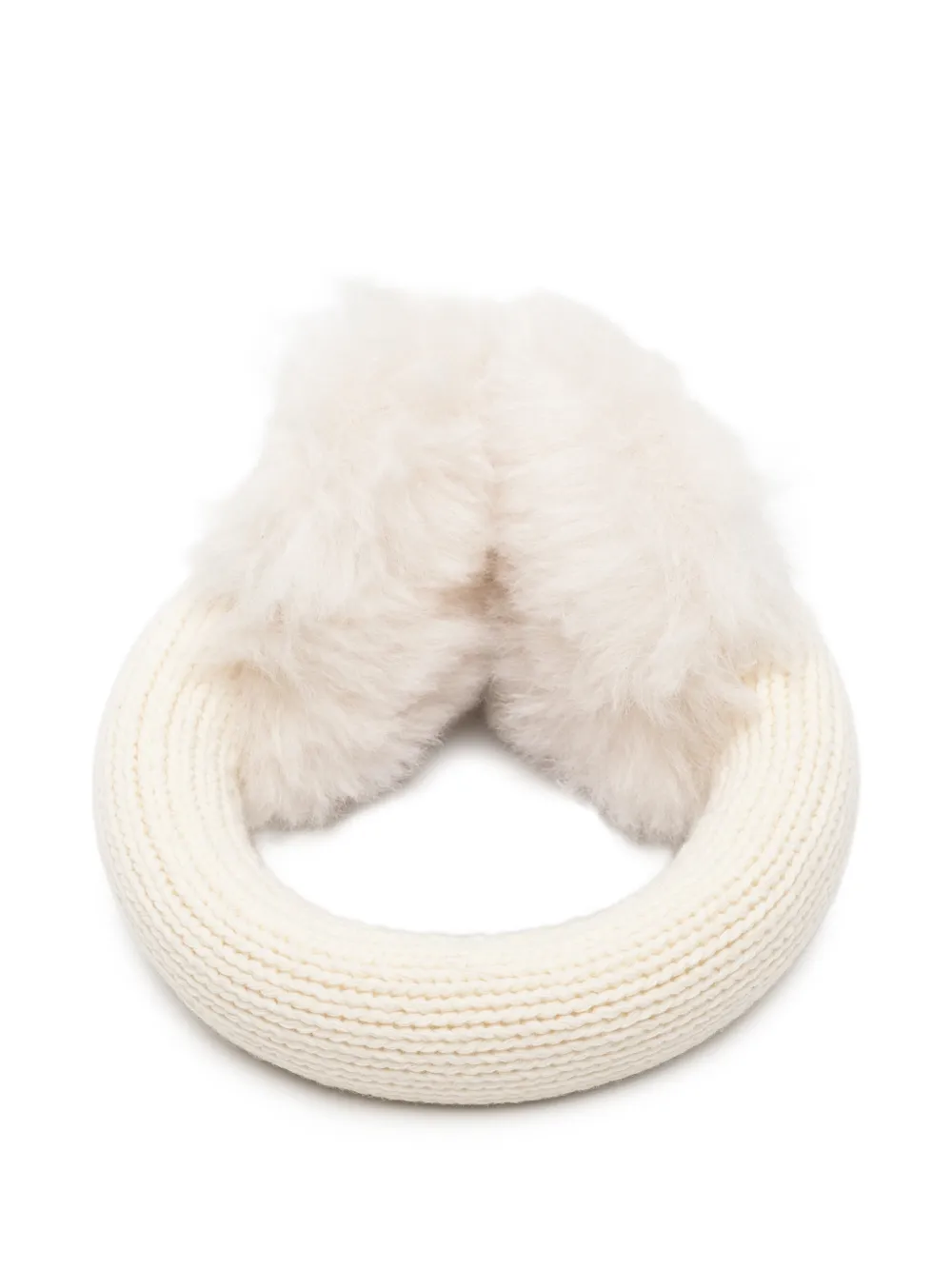 Moncler Ribgebreide harige oorwarmers Beige