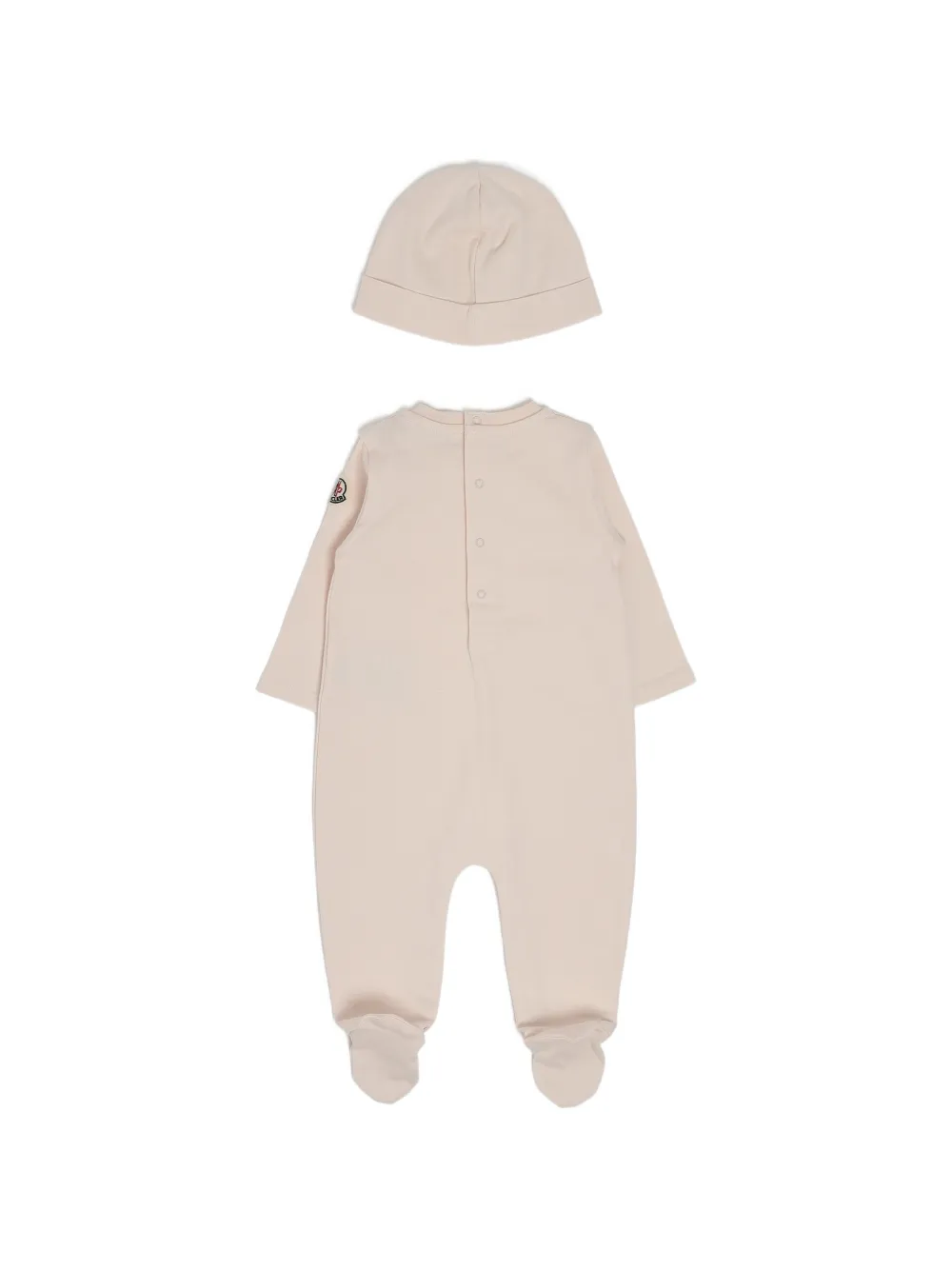 Moncler Enfant logo-embroidered beanie hat sleepsuit set Beige