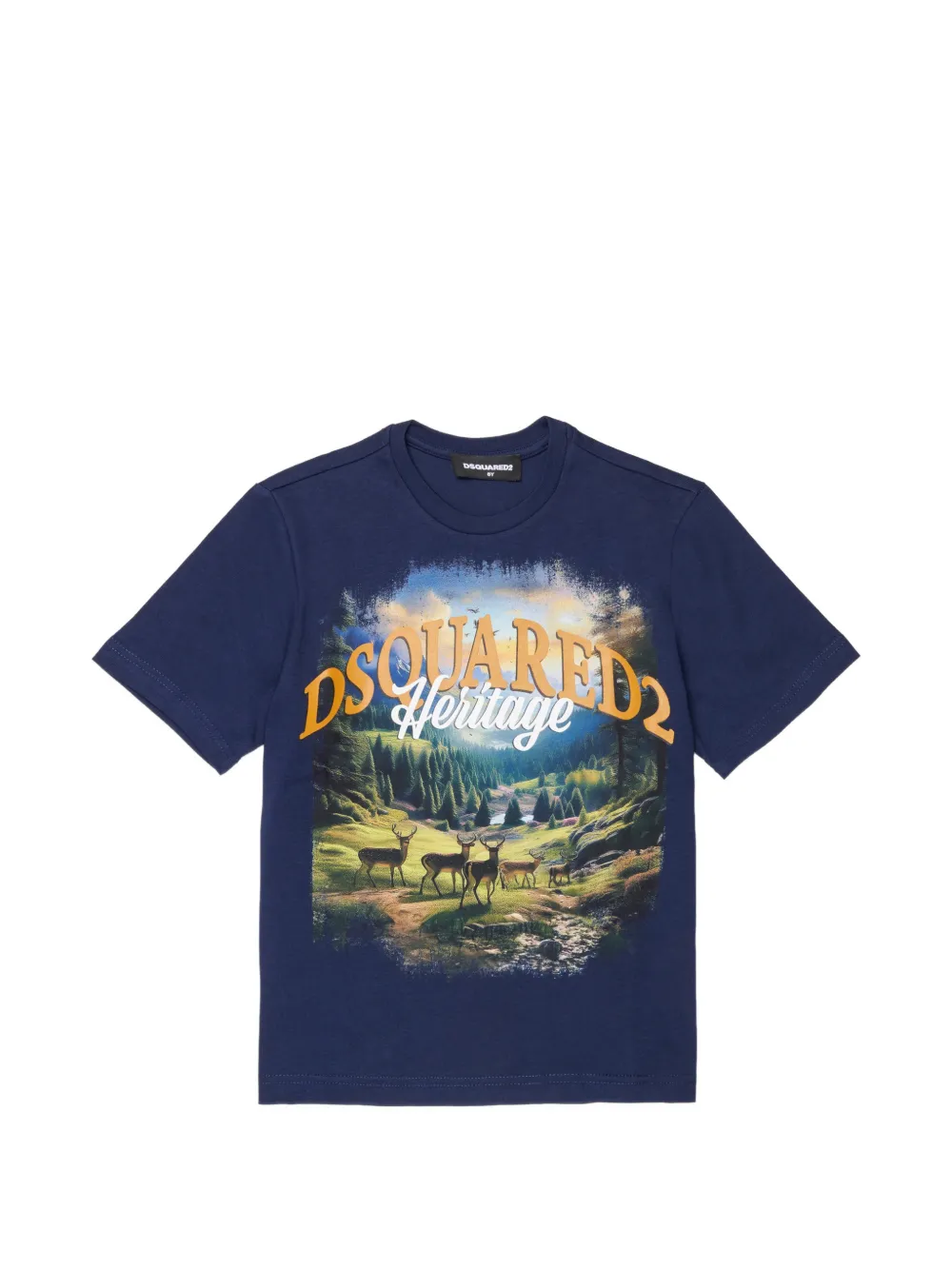 DSQUARED2 KIDS landscape-print T-shirt Blauw
