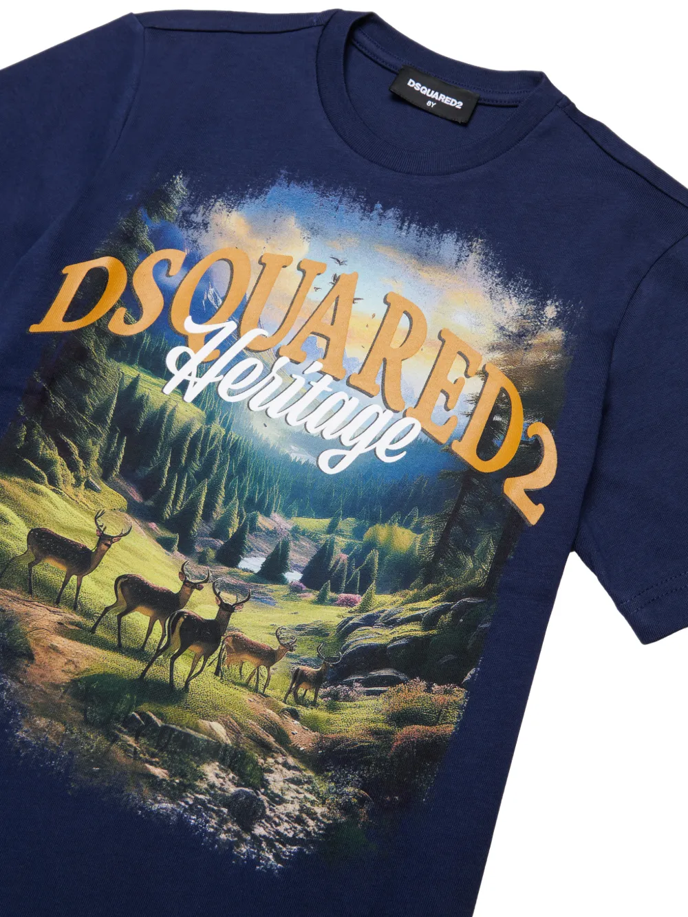 DSQUARED2 KIDS landscape-print T-shirt Blauw