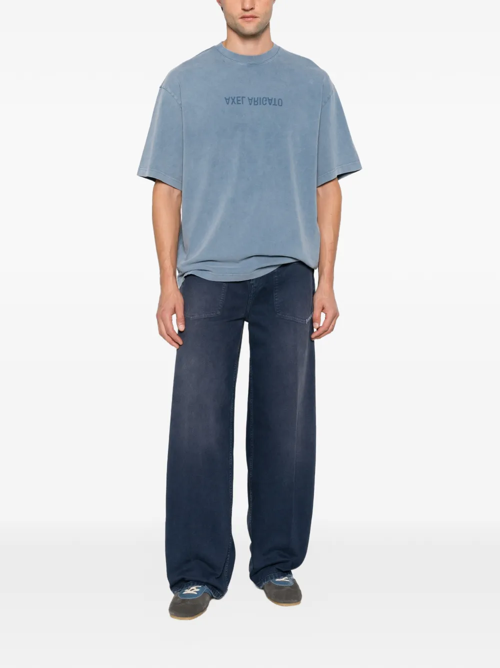 Axel Arigato Distort logo-print cotton T-shirt Blauw