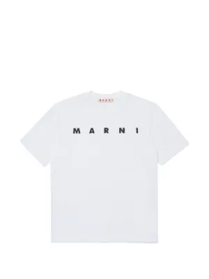 Marni Kids Cotton T-shirt With Shiny Logo | White | FARFETCH
