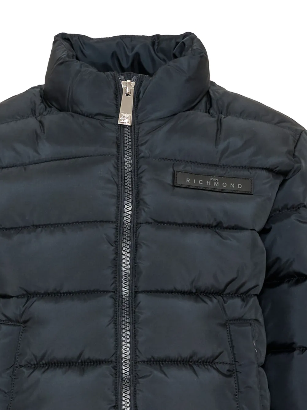 John Richmond Junior logo-patch quilted padded jacket Zwart