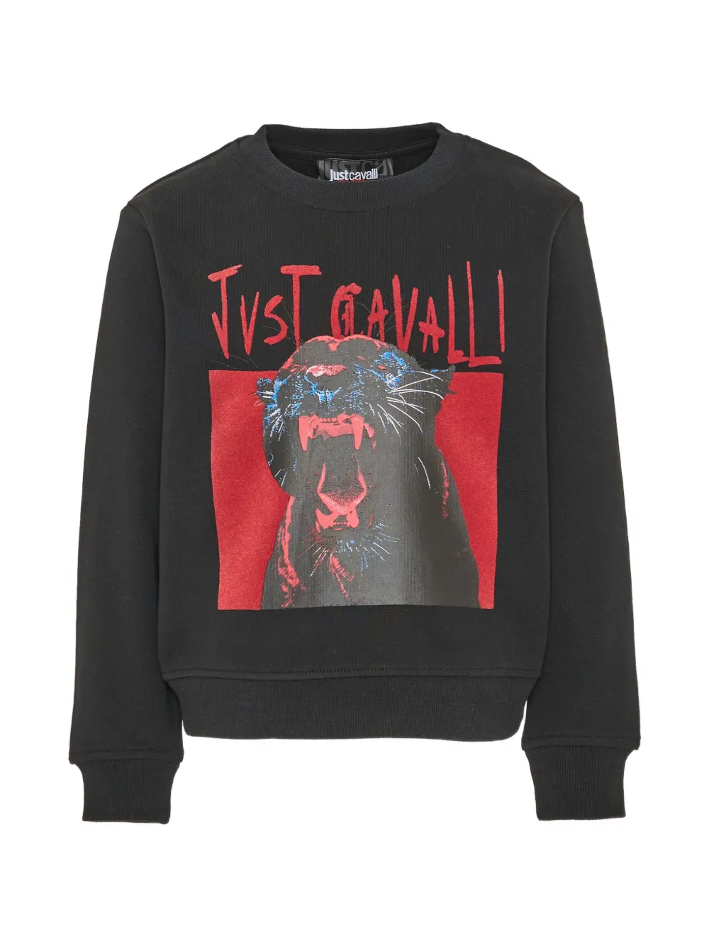Just Cavalli Kids panther-print logo sweatshirt Zwart