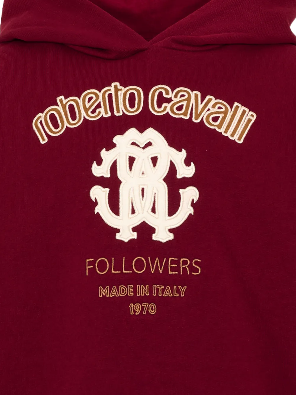 Roberto Cavalli Junior logo-embroidered hoodie Rood