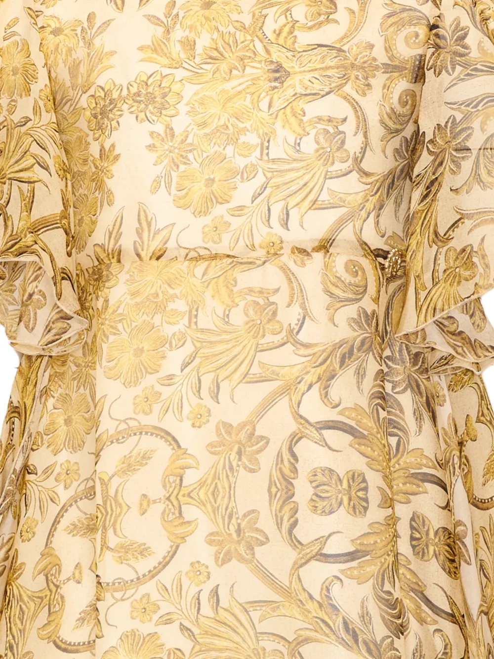 Roberto Cavalli Junior floral-print ruffled dress Goud