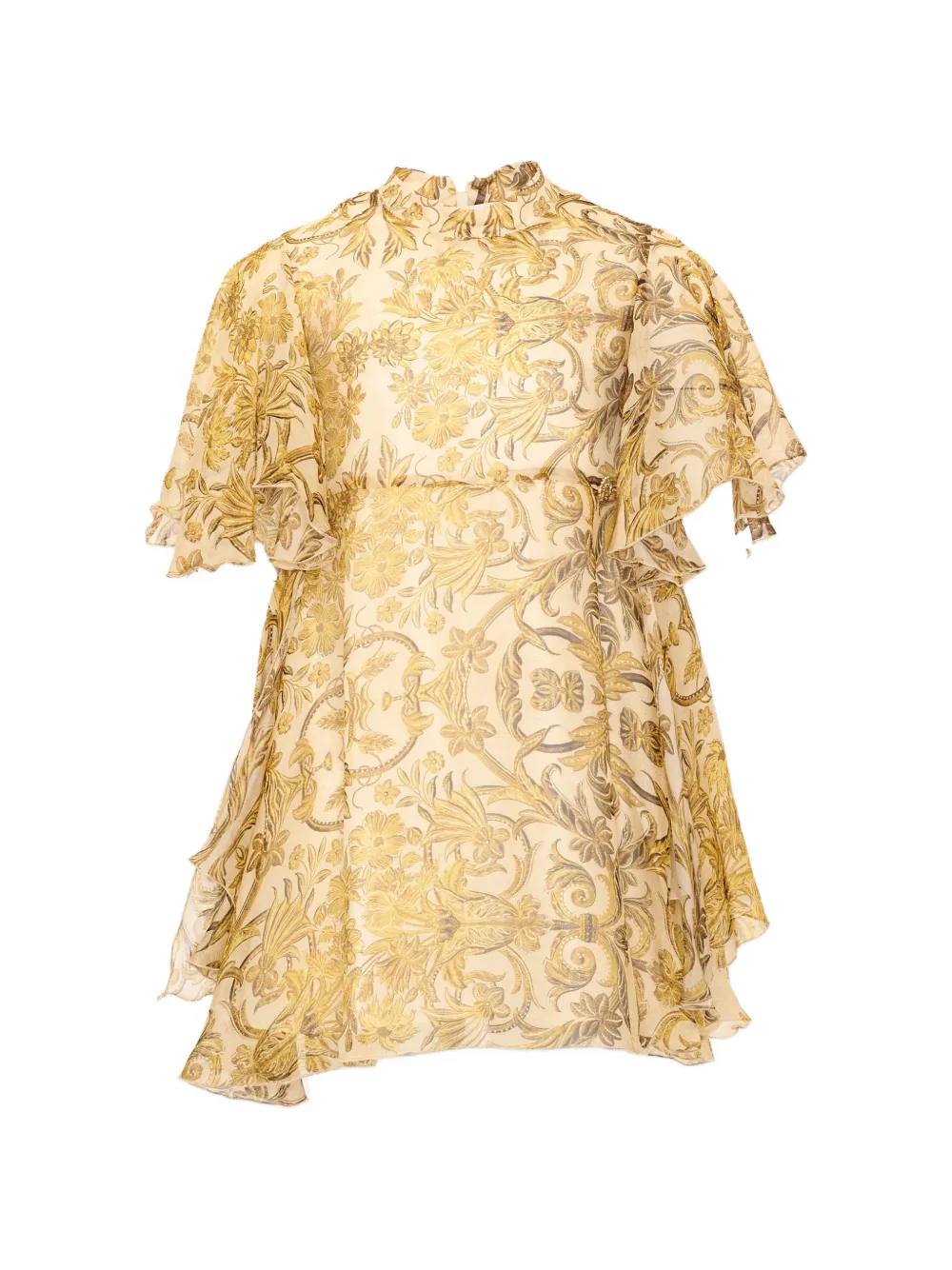 Roberto Cavalli Junior floral-print ruffled dress - Oro