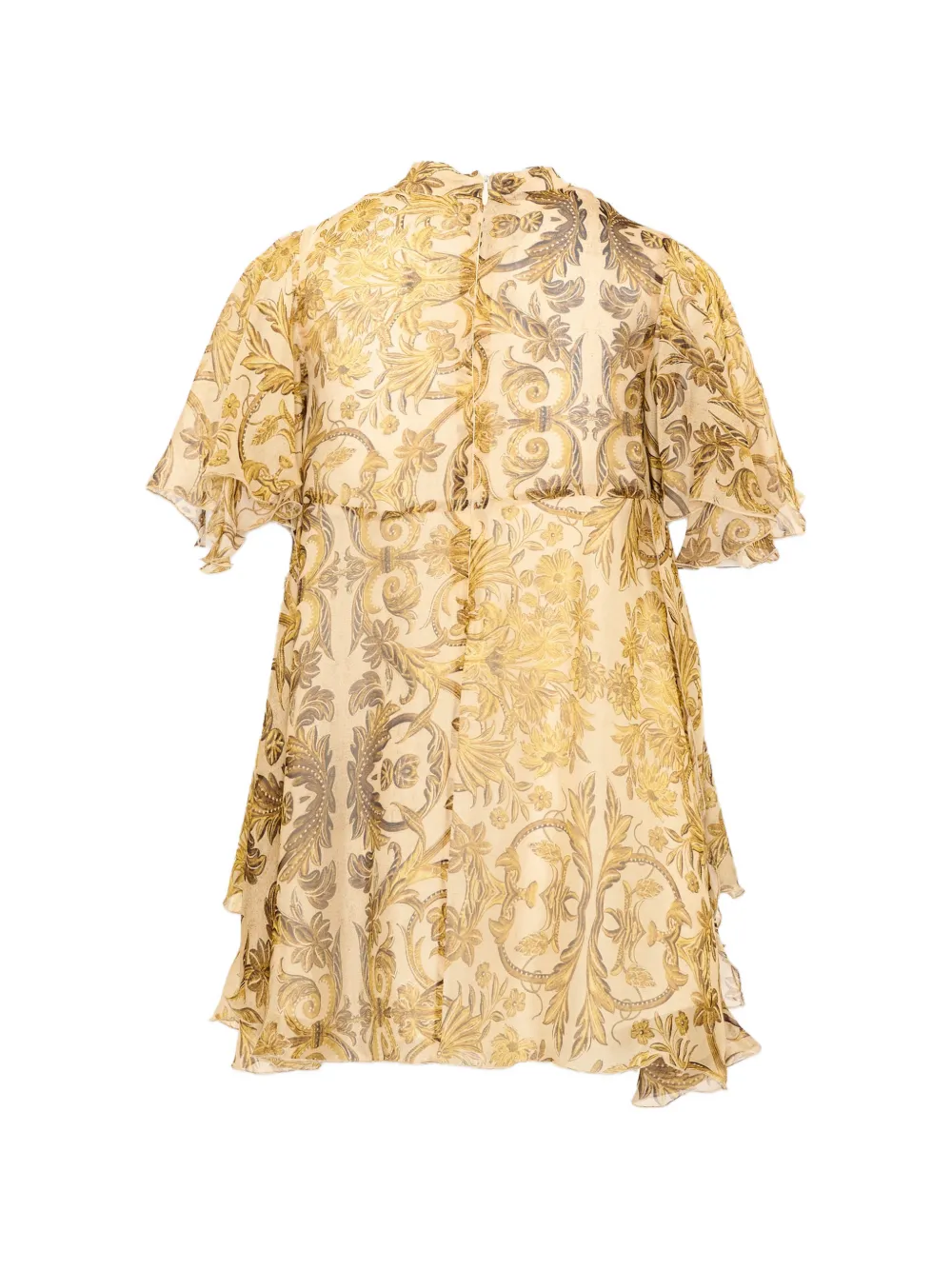 Roberto Cavalli Junior floral-print ruffled dress Goud