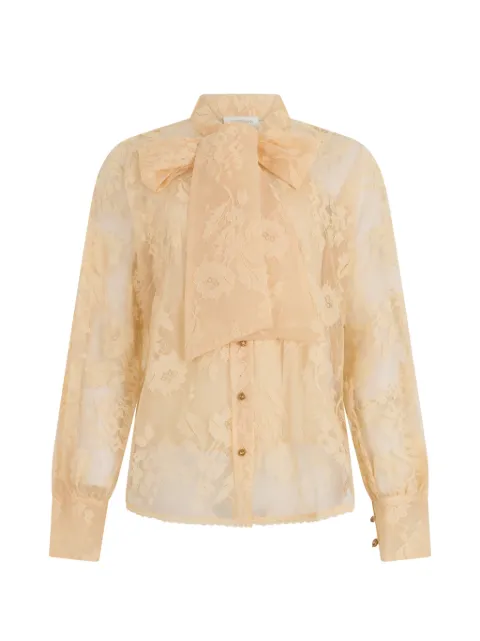ZIMMERMANN Valiant floral-lace pussy-bow shirt