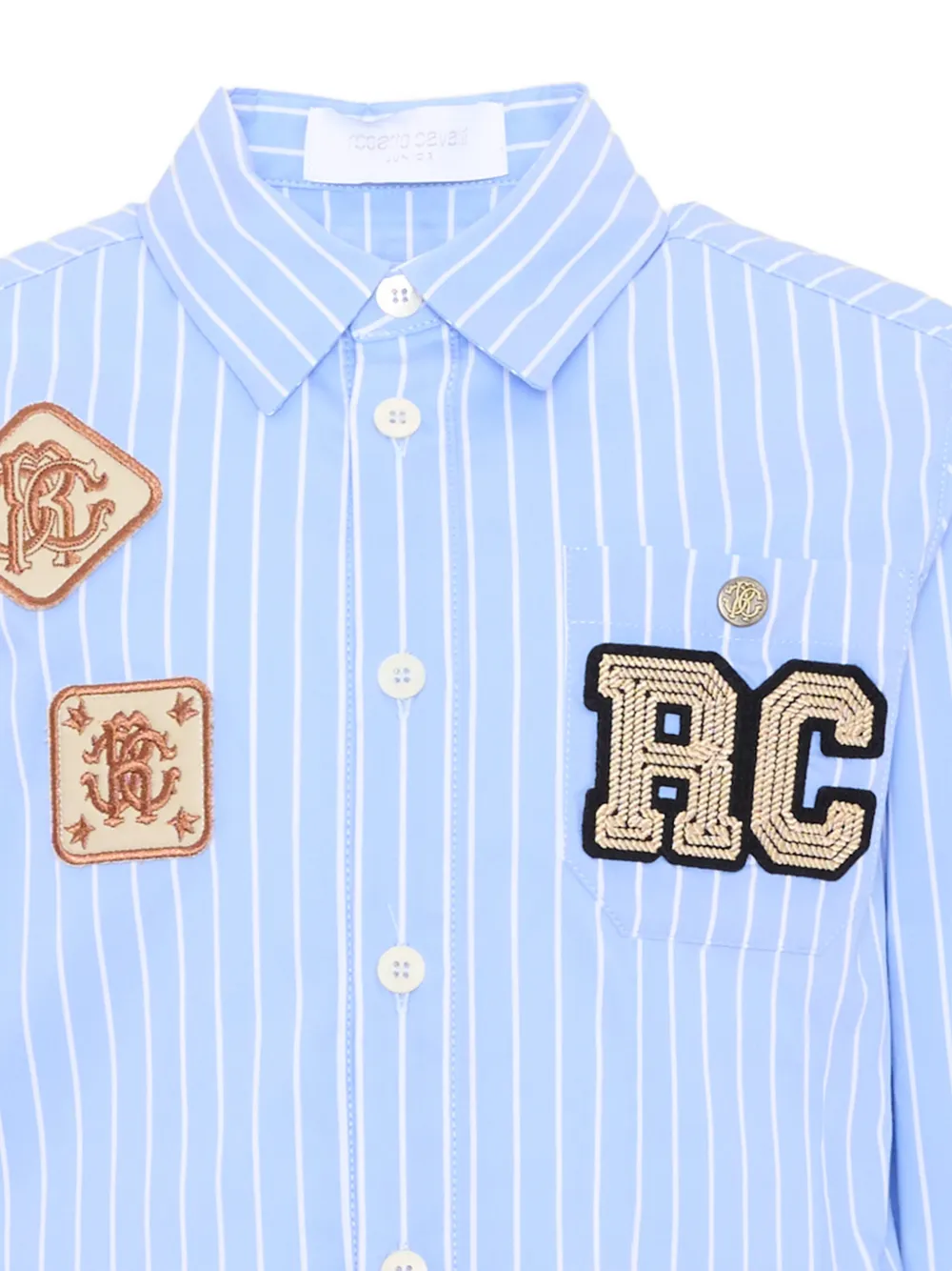 Roberto Cavalli Junior Shirt met logopatch Blauw
