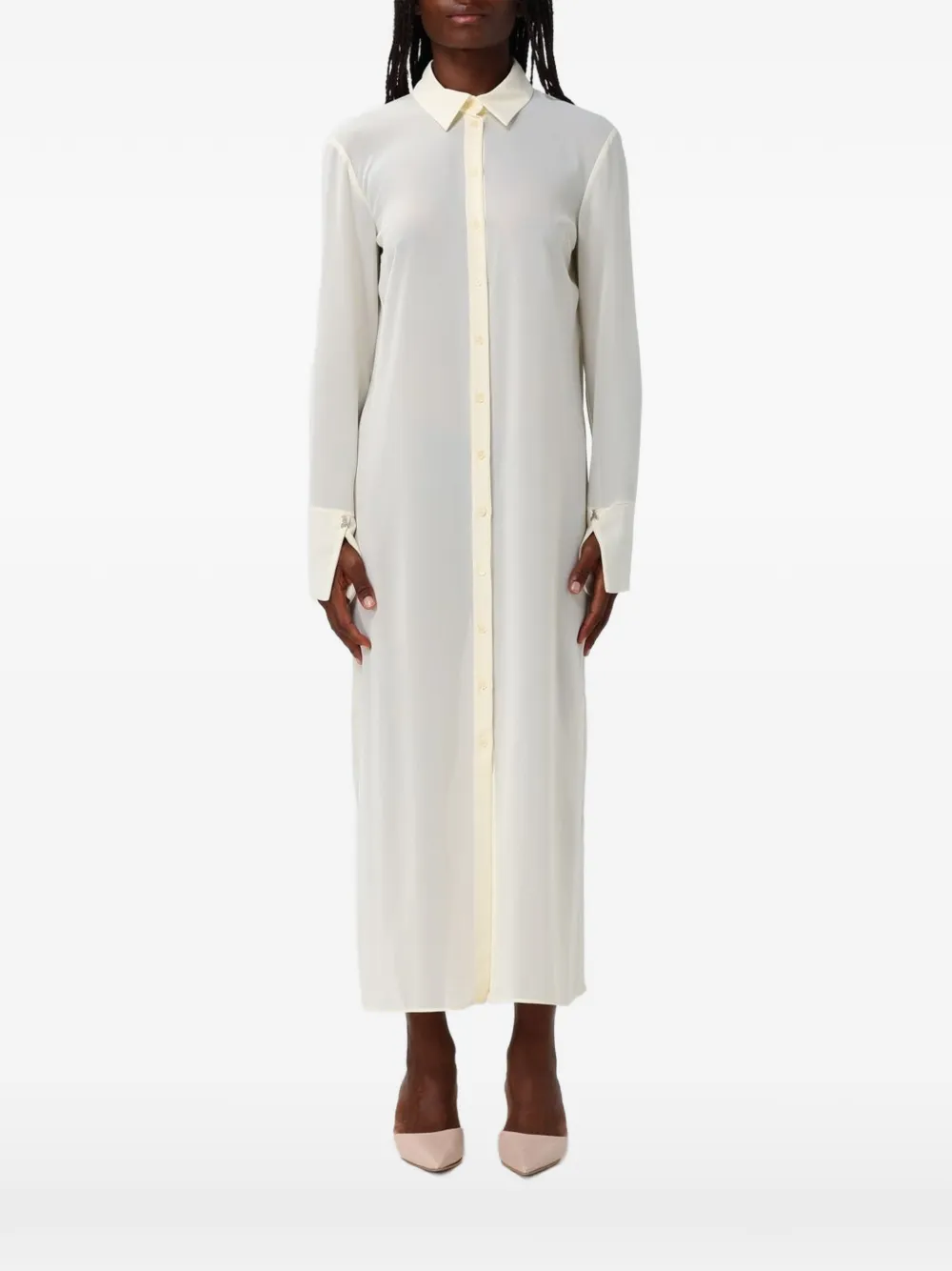 Patrizia Pepe draped open-back maxi shirt dress - Giallo