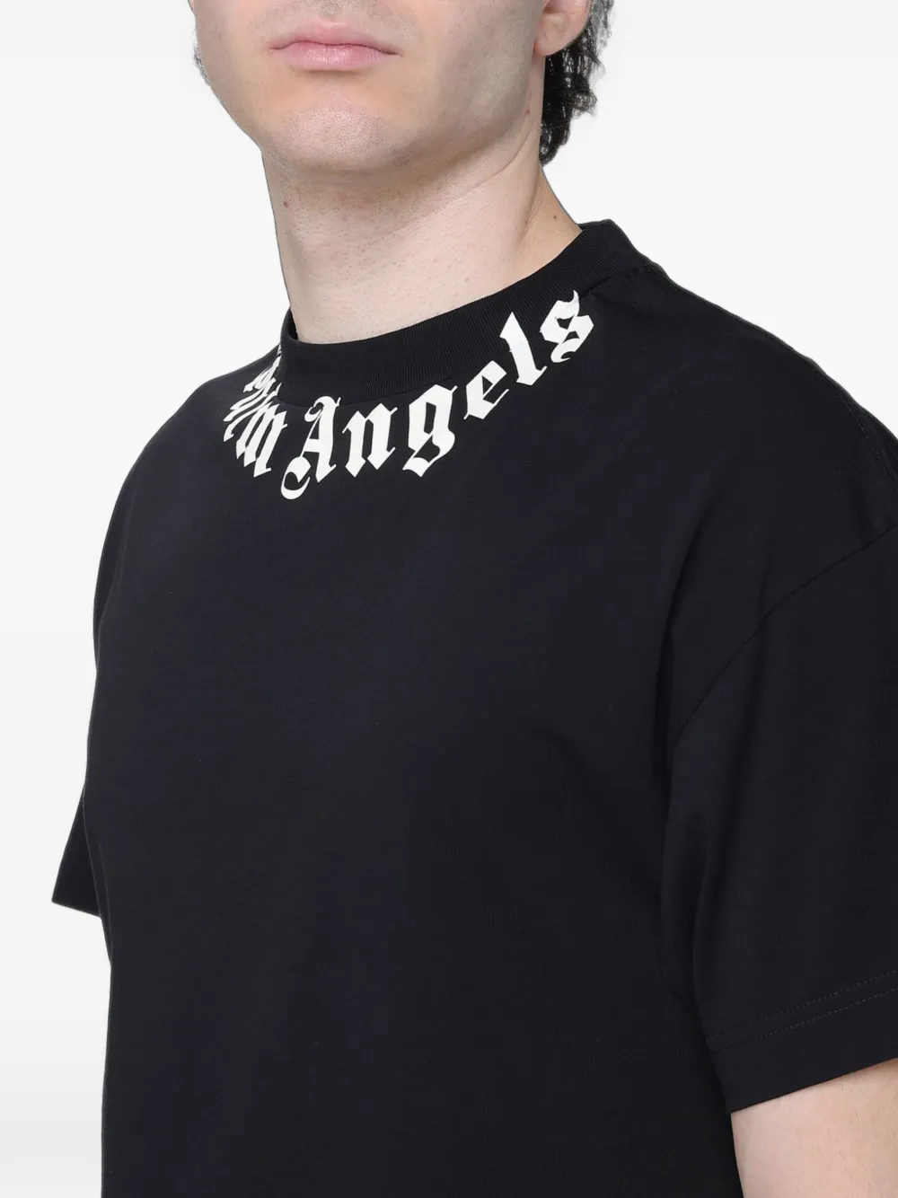 Palm Angels T-shirt met logoprint Zwart