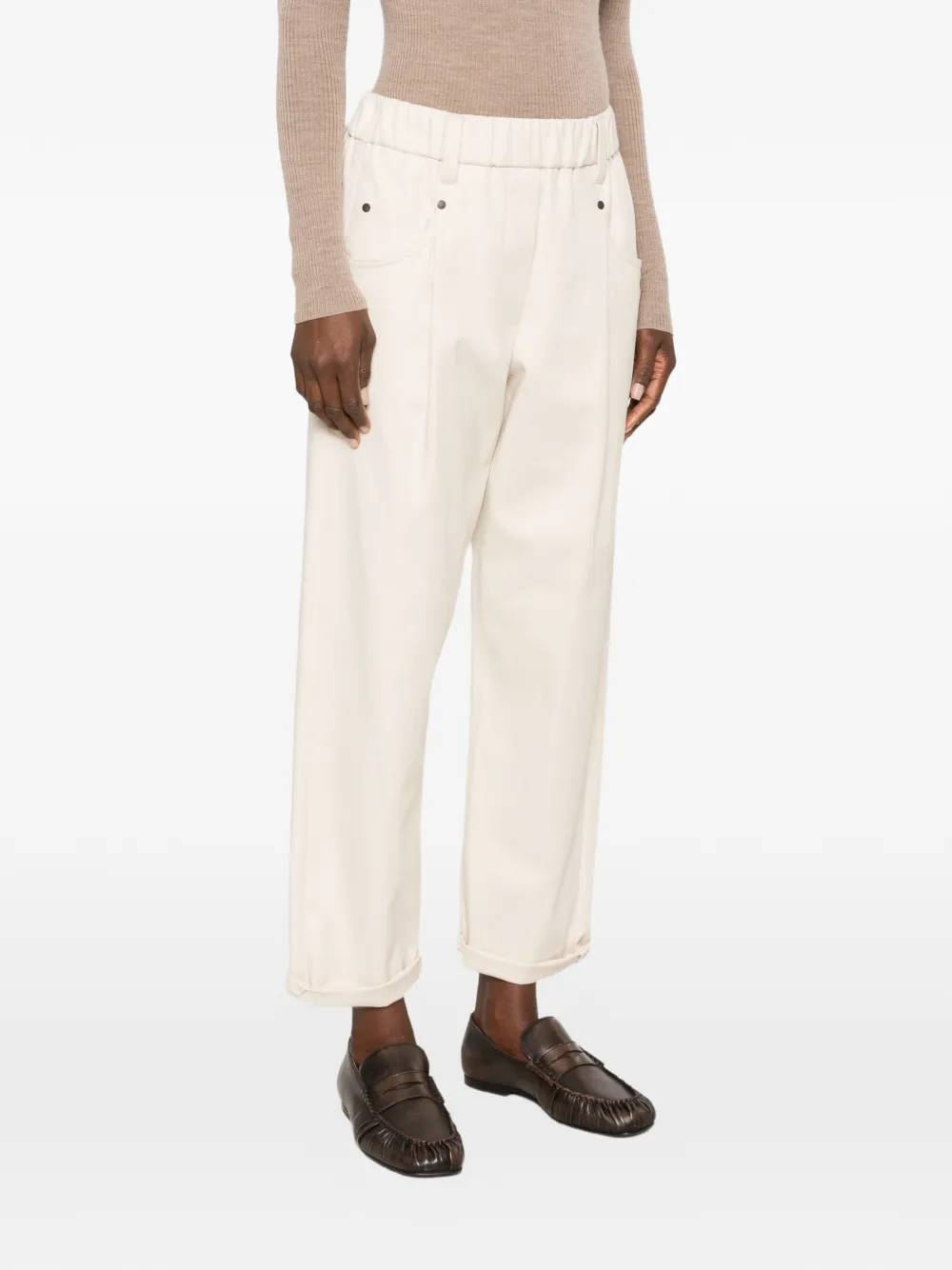 Brunello Cucinelli Broek met elastische taille Beige