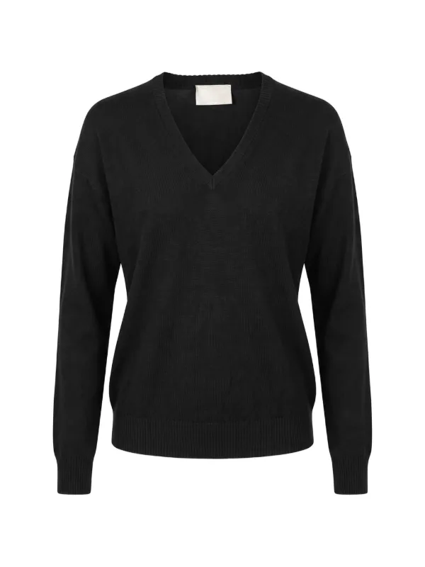 Drumohr V-neck Merino Wool Sweater in Black
