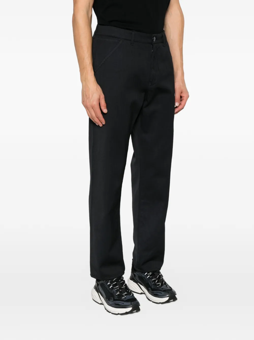 Stone Island logo-patch trousers Zwart