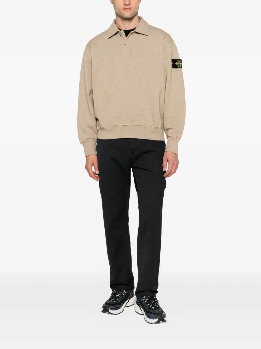 Stone Island logo-patch trousers Zwart