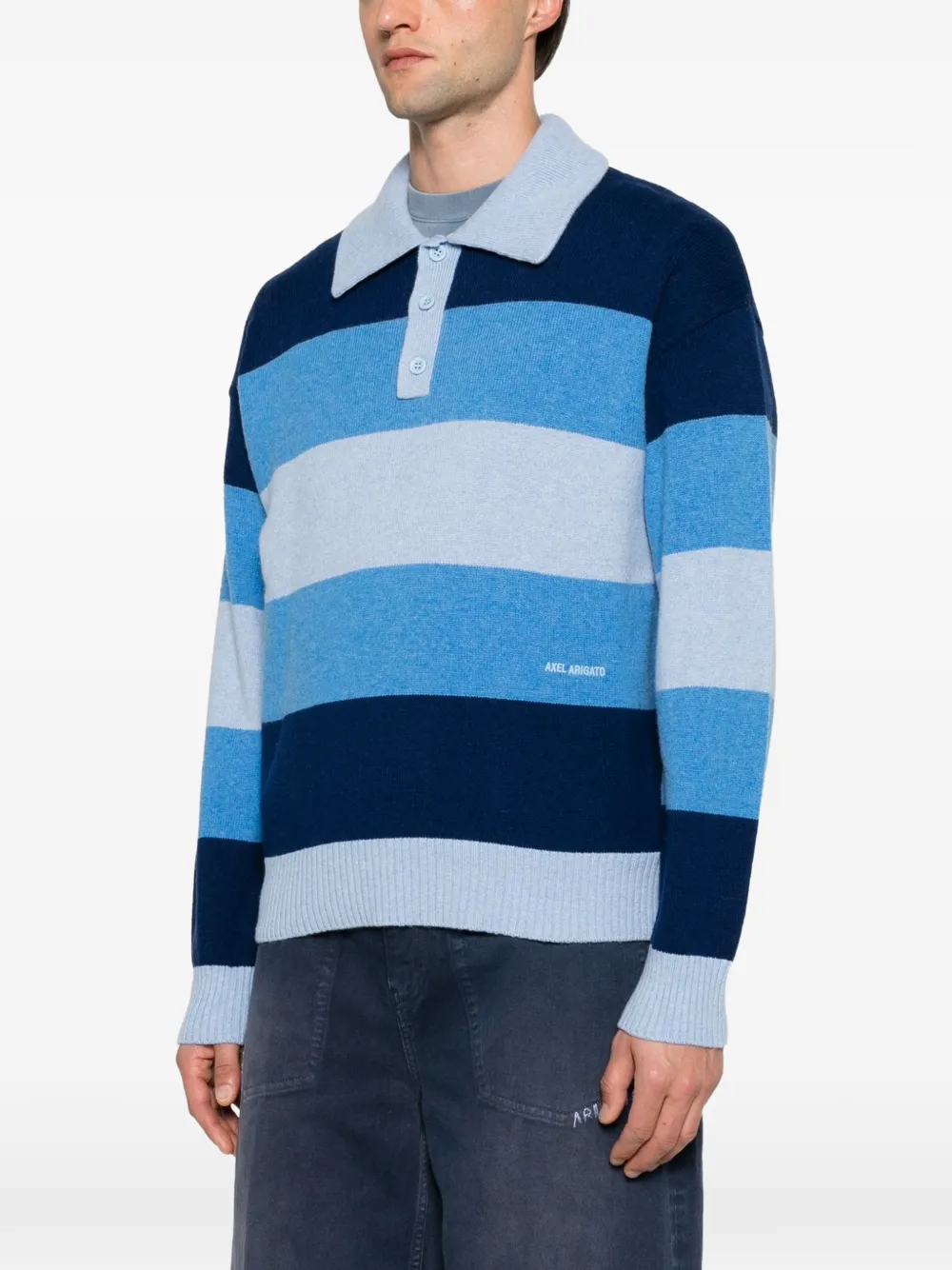Axel Arigato Gestreepte trui met polokraag Blauw