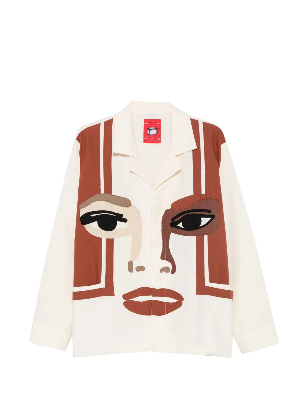KidSuper face-patchwork long-sleeve shirt - Tons neutres